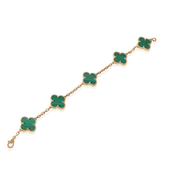 Van Cleef & Arpels Alhambra Malachite Bracelet in 18k Yellow Gold - Picture 3 of 4